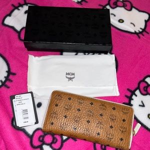 MCM large zipped wallet cognac